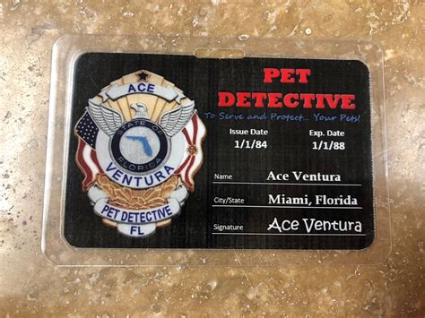 ace ventura inspired id badge costume cosplay prop  etsy