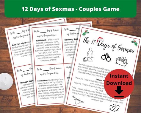12 days of sexmas couples game christmas printable sex cards etsy in