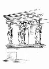 Cariatide Zuil Colonna Colonne Kleurplaat Caryatid Pillar Architecture Cariatides Columna Kleurplaten sketch template