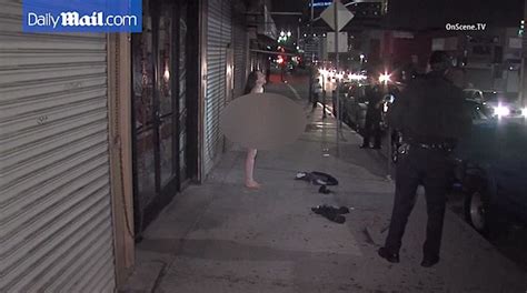 los angeles woman strips fully naked as cops try to arrest her in video daily mail online