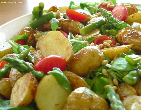 roasted potato spinach and asparagus salad oppskrift potetsalat mat og poteter