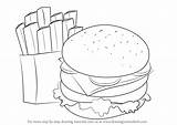 Step Hamburger Fries Draw Drawing Food Snacks Drawingtutorials101 Tutorials Learn Tutorial Previous Next sketch template