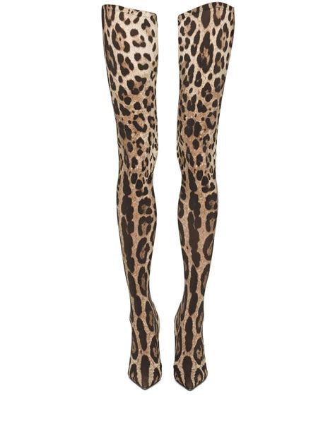 dolce and gabbana leopard print thigh high boots farfetch