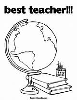 Teacher Coloring Pages Sheets Trophies Template Globe sketch template