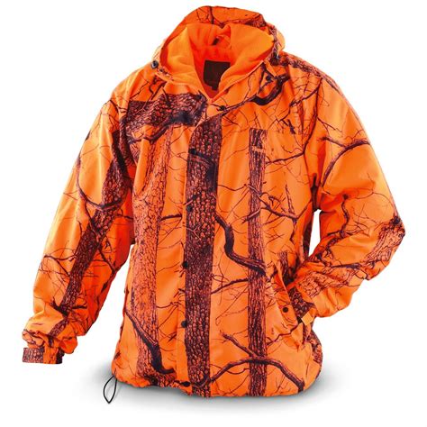 huntworth fleece lined microfiber jacket blaze camo  blaze