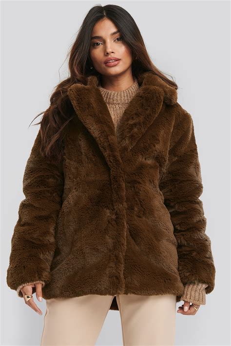 soft faux fur jacket brown na kdcom