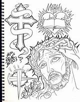 Tattoo Chicano Style Stencil Stencils Drawings Outlines Prison Outline Tattoos Religious Cross Soto Tatuajes Coloring Jesus Now Chest Lettering Sketch sketch template