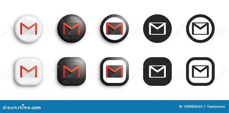 gmail modern   flat icons set vector editorial stock image