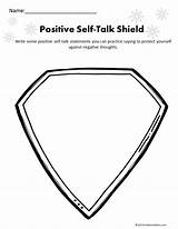 Self Talk Activities Kids Positive Social Skills Worksheet Shield Games Emotional Esteem Printable Teaching Cards Children Kiddiematters Coping Emocional Coloring sketch template