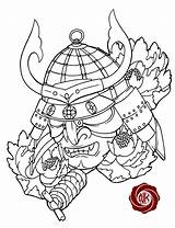 Samurai Japanese Mask Samurais Helmet Katana Sketchbook sketch template