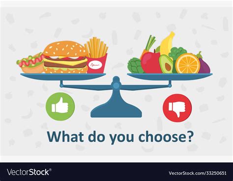 healthy  unhealthy food  balance vector image