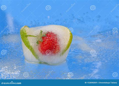 fresh fruit iced   piece  ice stock image image  organic