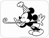 Mickey Coloring Mouse Birthday Pages Party Disneyclips Horn Blowing sketch template