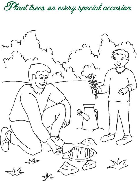 plant trees printable coloring page  kids
