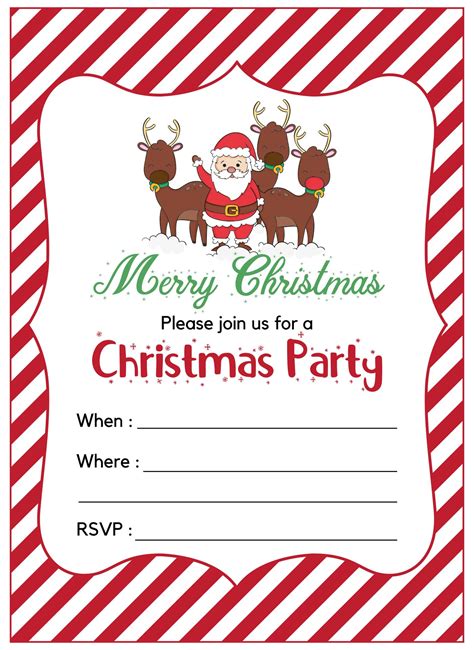 printable christmas invitations     printablee