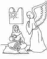 Mary Angel Gabriel Coloring Pages Appears Draw Drawing Printable Christmas Visits Speaks Jesus Bible Colouring Joseph Angels Visit Color Kids sketch template