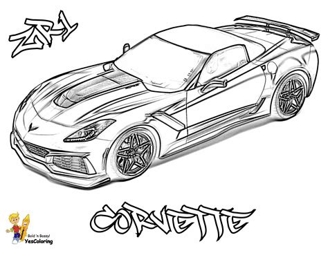 print   corvette car coloring page top view  jivin