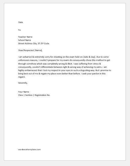 apology letter  teacher   reasons word excel templates