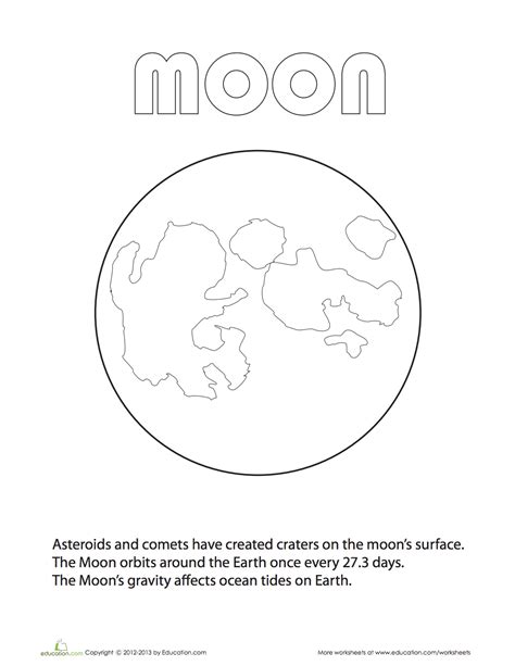 moon coloring page teaching kindergarten teaching science science