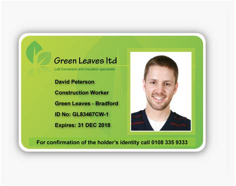 View Larger Image Colourful Green Leaves Id Card Sample Work Id Card