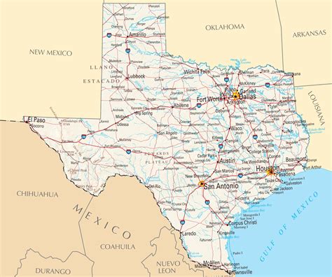 texas reference map mapsofnet