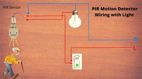 pir motion sensor switch wiring diagram youtube