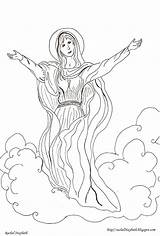 Mary Assumption Coloring Color Virgin Blessed sketch template