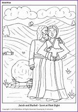 Coloring Biblewise Raquel Leah Jakob Korner Escuela Ausmalen Isaac Dominical Marries Rebekah Genesis Historias Biblicas sketch template