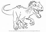 Indominus Jurassic Step Coloring Dinosaur Drawingtutorials101 Kleurplaat Tutorial sketch template