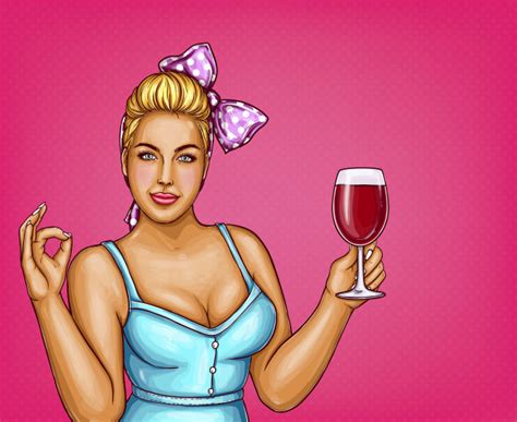 blonde overweight woman holds glass of wine fat lady in blue blouse bow knot vector free