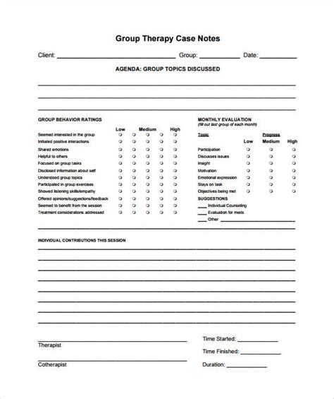 case note template  printable templates