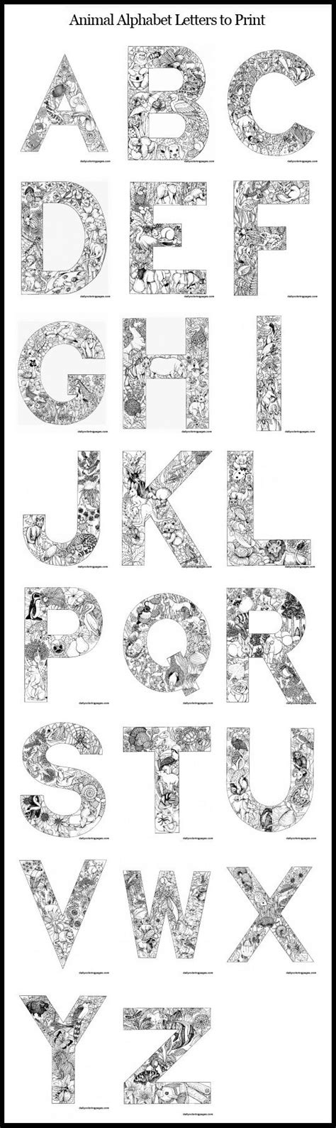 animal alphabet letters  print  printable coloring pages