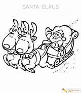 Santa Sleigh Coloring Claus Kids sketch template
