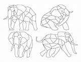 Geometric Elephants Coloring Printable Pages sketch template