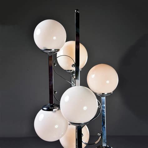 Midcentury Italian Chrome Floor Lamp With White Glass