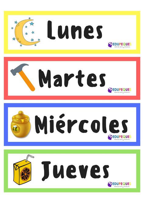 letreros de los dias de la semana  imprimir preschool classroom