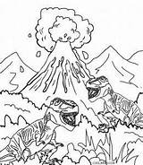 Coloring Dinosaur Pages Volcano sketch template