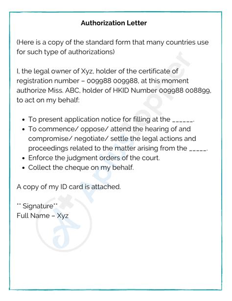 authorization letter behalf sample authorization letter images