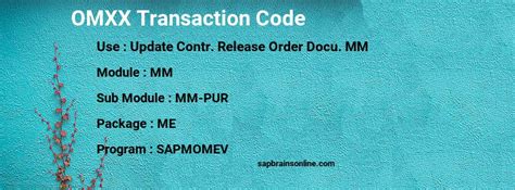 omxx sap tcode  update contr release order docu mm