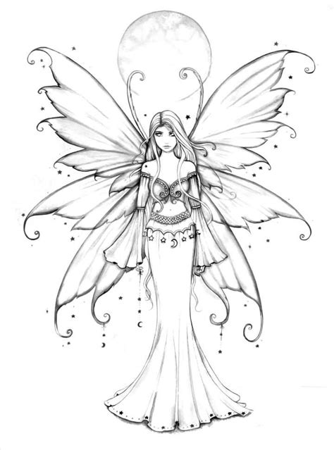 printable coloring pages  adults fairies  getdrawings