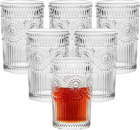 Buy Czumjj 6 Pack 12 Ounce Vintage Drinking Glasses Romantic Water