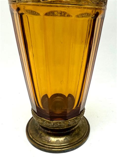 Art Deco Moser And Söhne Carlsbad Amber Glass Vase On Metal Foot