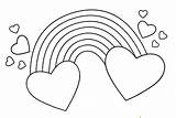 Heart Coloring Pages Rainbow Hearts Drawing sketch template