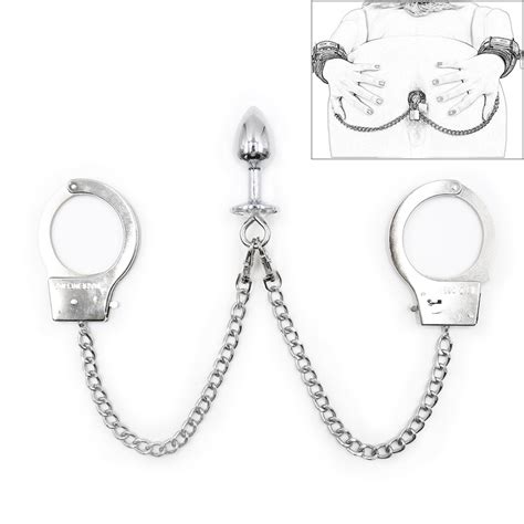 Camatech Metal Chain Handcuffs With Small Anal Plug Bondage Kit Bdsm