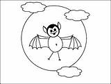 Bat Moon Coloring Halloween Printable sketch template