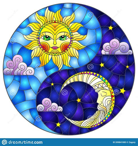 Sun And Moon In Yin Yang Symbol Vector Illustration