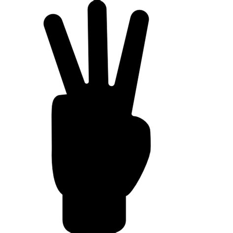 cuenta de tres dedos de silueta de mano iconos gratis de gestos