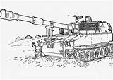 Coloring Pages Army Tanks Military Howitzer War Guns Veterans M109 3d Wars Ii Kids sketch template