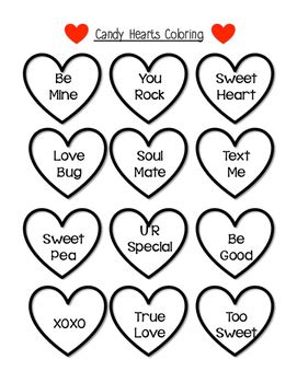 valentine candy hearts coloring page  love   teach tpt
