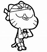 Gumball Darwin Cute Karate sketch template